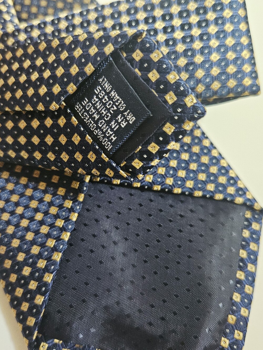 Pierre Cardin Navy and Gold Geometric Silk Tie